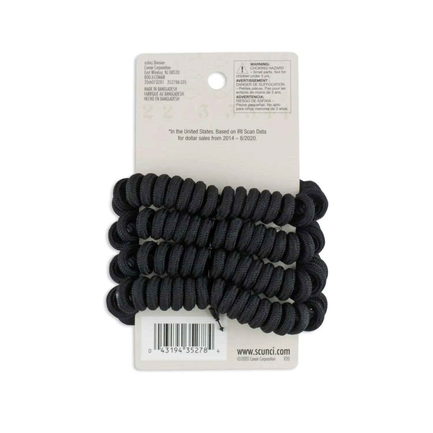 (4 pack) Scunci The Curl Collective Coily Hair Elastics, Black, 4-Pieces