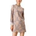 thumbnail image 2 of DARING DIVA Floral Ruffle Crew Neck Vintage Mini Lace Dress L Grey Pink, 2 of 7