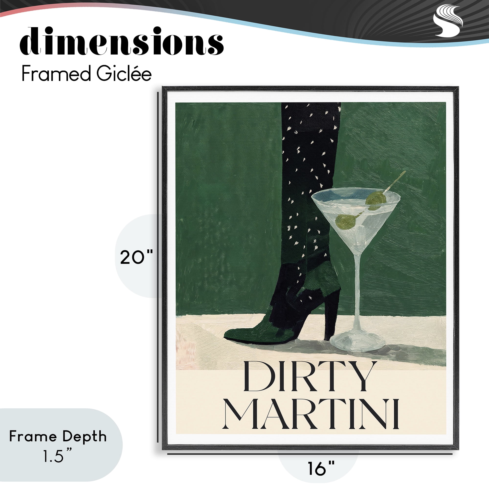 Stupell Industries Dirty Martini Stylish Heel Black Framed Giclee Art, design by Lettered and Lined