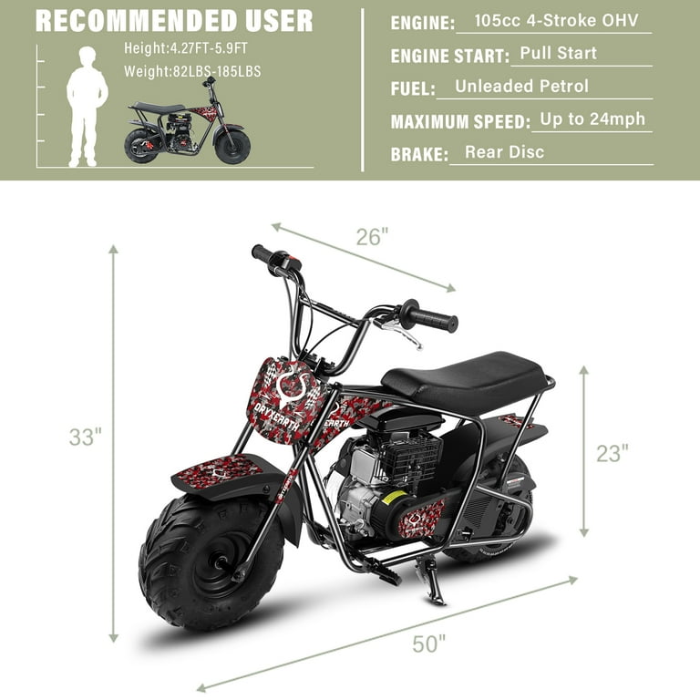 Monster moto mini bike hotsell front suspension 105cc