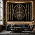 thumbnail image 6 of Norse Ravens And Compass Rose On Black Background, Majestic Gothic For Mythology Fans, Celtic Knotwork Wall Art, Graduation Gift Tapestry Wall Hanging for Man Cave and Dorm, 6 of 7