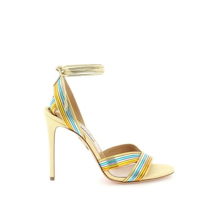 

Aquazzura raffia & leather sandals