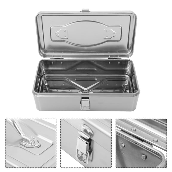 Hemobllo Heavy Duty Metal Tool Storage Box Stainless Steel Organizer for Home and Workshop