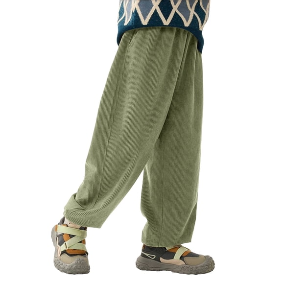 Corduroy Sweatpants for Kids Boys Elastic Waist Baggy Joggers Loose Warm Athletic Trousers Solid Hiking Track Pants