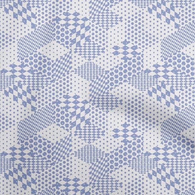 oneOone Polyester Spandex Light Blue Fabric Geometrical Mix Sewing Craft Projects Fabric Prints By Yard 56 Inch Wide