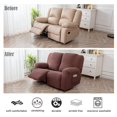 thumbnail image 3 of Genina Recliner Loveseat Cover Stretch Couch Covers Sofa slipcover for 2 Seat Reclining Couch Thick Jacquard Furniture Protector (Chocolate) C104, 3 of 3