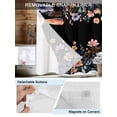 thumbnail image 5 of No Hook Shower Curtain with Snap-in Liner, Black Spring Floral Waterproof Fabric Bathroom Curtains, Elegant Flowers Farmhouse Botanical Bath Curtains & Mesh Top Window 66"x72", 5 of 9
