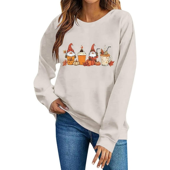 Womens Crewneck Sweatshirts Halloween Printed Shirts Fall Winter Long Sleeve Sweaters Casual Blouses Loose Sweatshirt Pullover Top Halloween Costumes