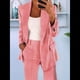 thumbnail image 3 of Conjuntos de 2 Piezas para Mujer, Grandes, Estilo Informal de Negocios, Larga, Solapa, Pantalón Recto, Trajes. Rosa XL, 3 of 5