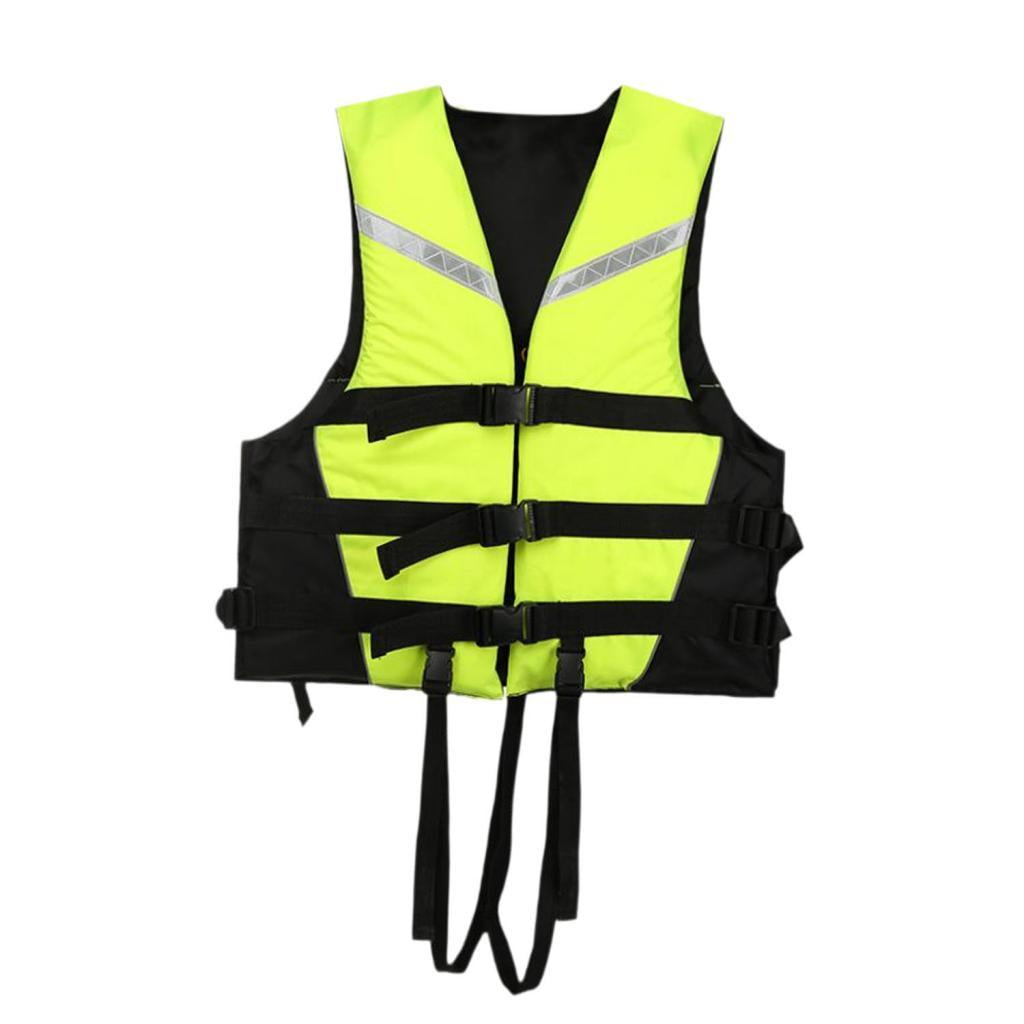 QccHieUs Life Vest with Reflective Strips Adjustable Life Jacket Paddle Vest for Swimming L