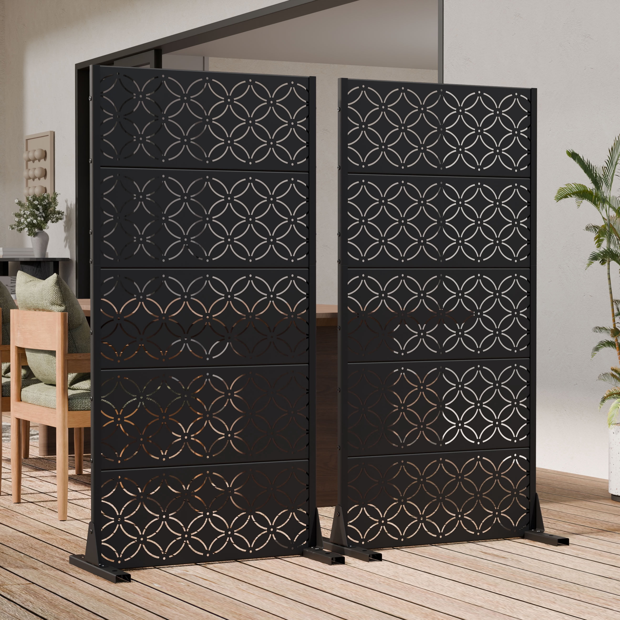 MAYEERTY 59*30in Outdoor Privacy Screen, Small Balcony Metal Privacy Fence, Privacy Panel for Patio, Backyard, Garden