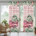 thumbnail image 5 of Outdoor Curtains for Patio Waterproof, Eucalyptus Trucks Outdoor Privacy Panels Grommet, Spring Farmhouse Floral Leaves Pink Plaid Blackout Outside Curtains for Porch/Cabana 54"x108", 2 Panels, 5 of 8