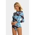 thumbnail image 4 of Women's One Piece Rashguard Swimsuit Floral Zip Front Surfing Shirt Sun Protection, 4 of 6