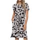 thumbnail image 2 of Puntoco Vestido Casual Estampado De Manga Corta Con Cuello Redondo Y Bolsillo Con Tiras Para Mujer Vestido De Manga Corta Con Cuello Redondo Gris Xl,Regalos Para Mujer Joven, 2 of 6