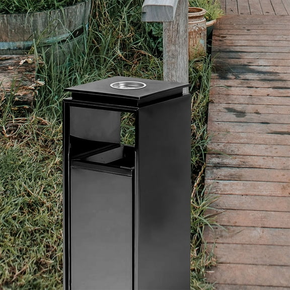 OUNONA 2pcs Outdoor Patio Ashtray Heavy-Duty Stainless Steel Garden Ashtray Trash Can Liner Cigarette Container Garbage Bin Ashtray for Outside Areas
