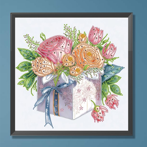 Cuadros Decorativos Kit de pintura de diamante con forma especial parcial de bricolaje 5D Decoración de caja de regalo (WQ075) Wdftyju de costura negro 4 estilos