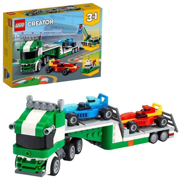 LEGO 31113 Creator 3-in-1 Racing Car Transporter Construction Game Truck with Trailer, Crane and Tug, Gift Idea for Children