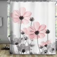 thumbnail image 2 of Unique Floral Pink Shower Curtain for Bathroom Decor, Pink and Grey Daisy Flower Elegant Wildflower Design Farmhouse Shower Curtains with Hooks Set, 72X72in, 2 of 4