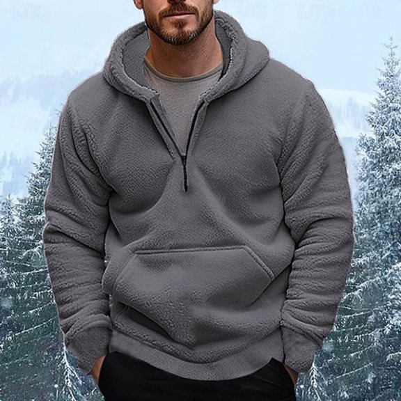 Blczomt Sweatshirt Men Casual Plain Long Sleeve Sweatshirt Half Zip Gray Fall Winter Pullover Clothing