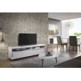 thumbnail image 2 of HomeRoots 297038 70.86 in. TV Stand with Silicone Casters & 4 Shelves - Off White & Maple Cream, 2 of 2