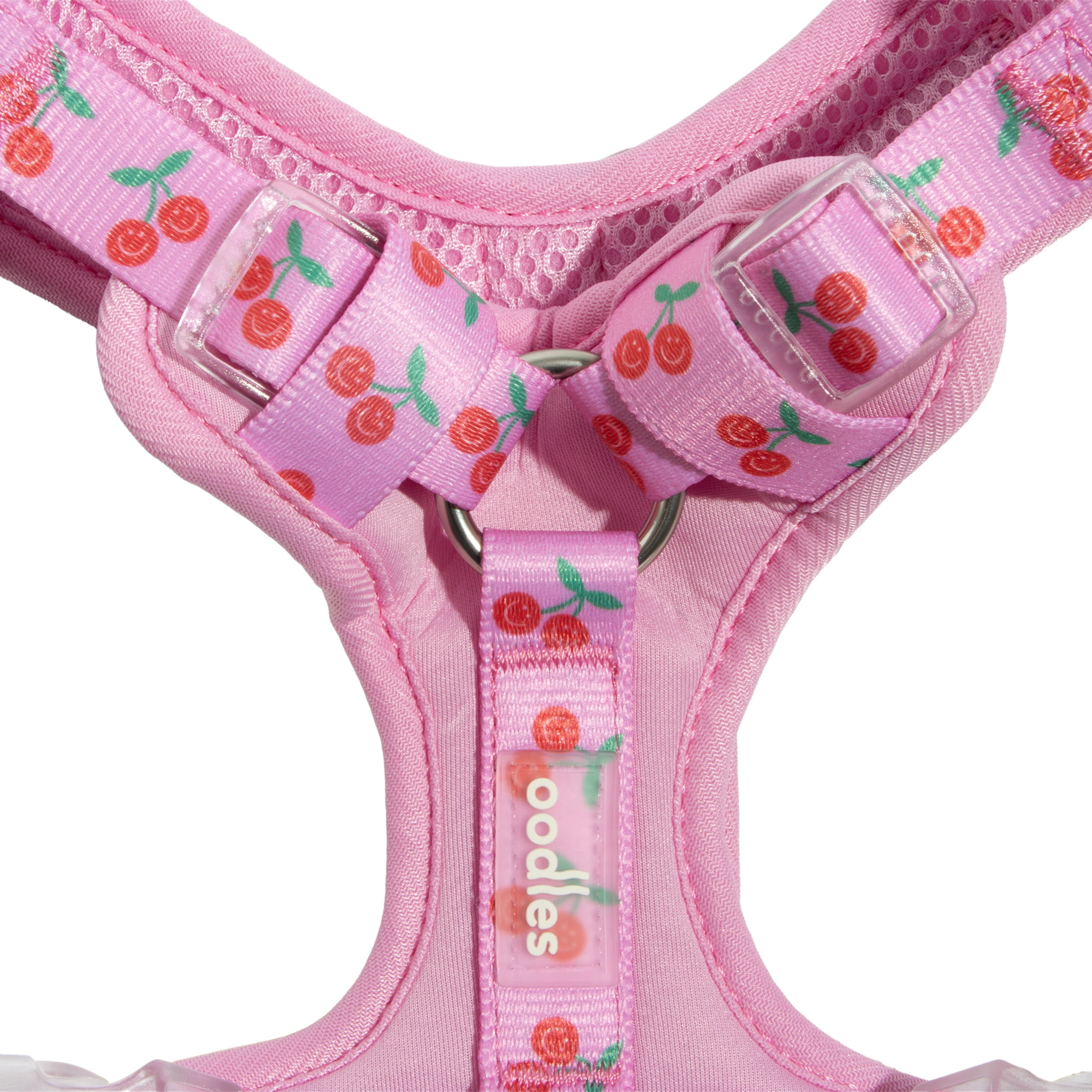 Oodles Cheeky Cherry Adjustable Mesh Dog Walking Harness, Pink, Large