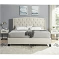 thumbnail image 2 of JERFIT Queen Upholstered Platform Bed with 2 Nightstands, Beige Wingback Bedroom Set, 3-Piece, 2 of 10