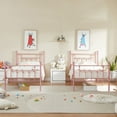 thumbnail image 5 of VECELO Twin Size Metal Bed Frame with Headboard & Footboard for Kids, No Box Spring Needed, Pink, 5 of 11