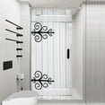 thumbnail image 5 of Stall Rustic Barn Door Shower Curtain Set 36Wx71H Inches Half Small Farmhouse White Wood Wooden Country Vintage Polyester Waterproof Bathroom Curtain with 7 Hooks, 5 of 5