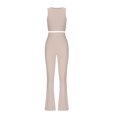 thumbnail image 5 of Feancey Lounge Sets for Women 2 Piece Casual Y2K Outfits Ribbed Sleeveless Cropped Tank Top Slim Flare Pants Set Khaki S, 5 of 9