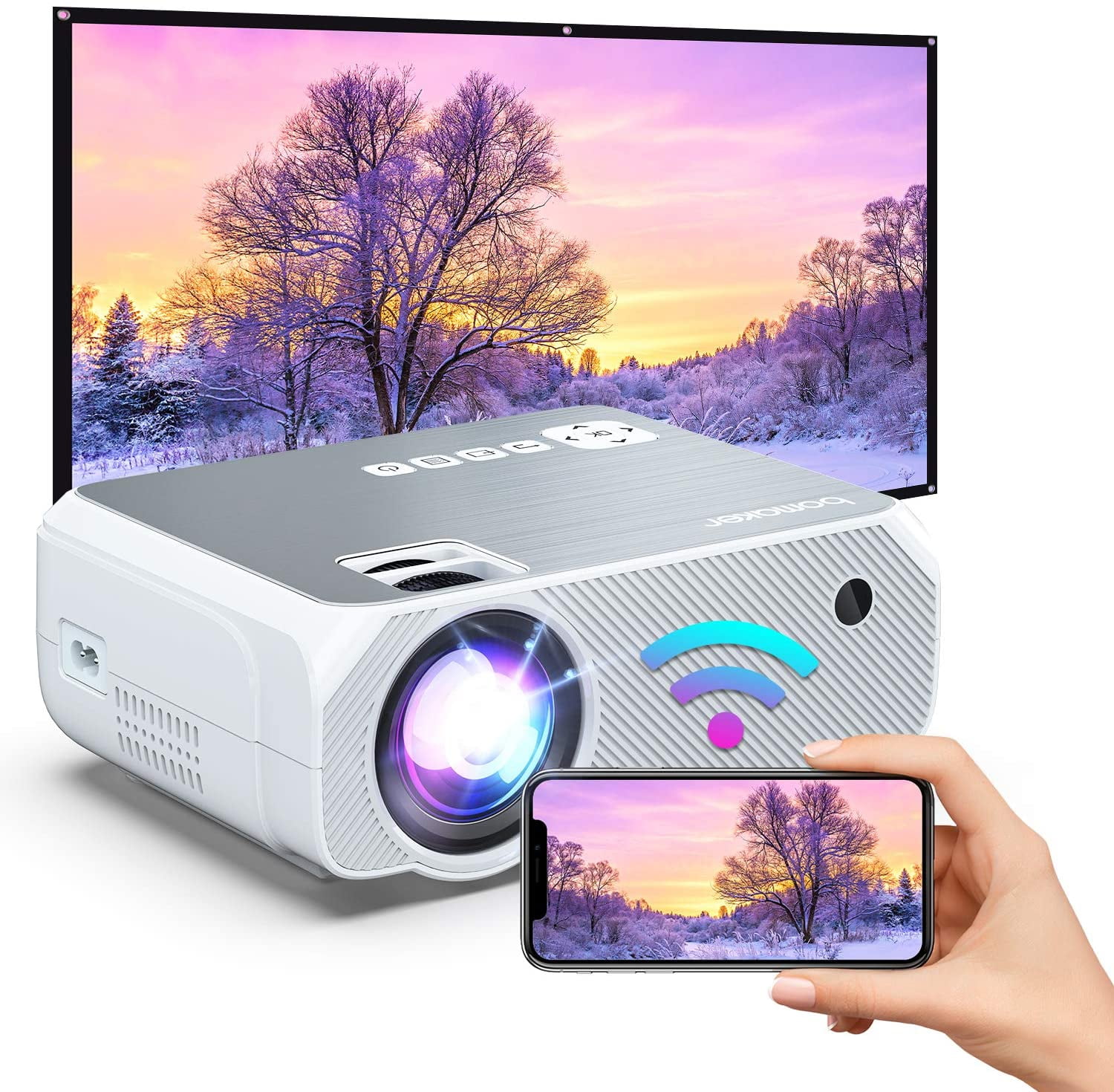 Smart HD Wi Fi Wireless Projector 200 ANSI Lumen Wireless Synchronize 