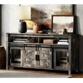 thumbnail image 2 of WAMPAT Farmhouse TV Stand for 65 Inch TV, Rustic Brown Entertainment Center with Sliding Barn Doors and Mesh Doors, Tall Media Console with Open Storage Space for Living Room, 59x15.4x31, 2 of 7