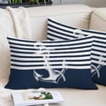 thumbnail image 2 of Navy Blue Anchor Throw Pillow Covers, Nautical Coastal Abstract Art Soft Breathable Pillow Cases with Invisible Zipper for Sleeping, King Size Pillowcases for Couch Bed Sofa Chair 20x36 Inches, 2 of 9