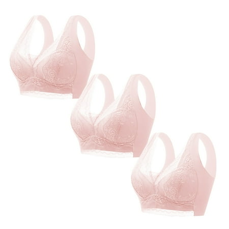 

Ociviesr 3PC Women s V Neck Lace Fixed Cup Wide Shoulder Anti Droop And Side Bra Strapless Bra for Women One Shoulder Bras for Women