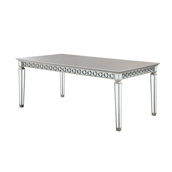 ACME Varian Dining Table (90"L), Mirrored & Antique Platinum