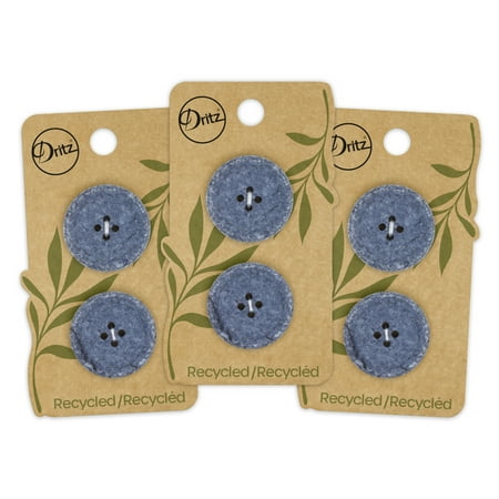 UPC: 0072879307801 | Dritz Recycled Cotton Round Stitch Button 25mm Blue 3 Pack (6 Count)