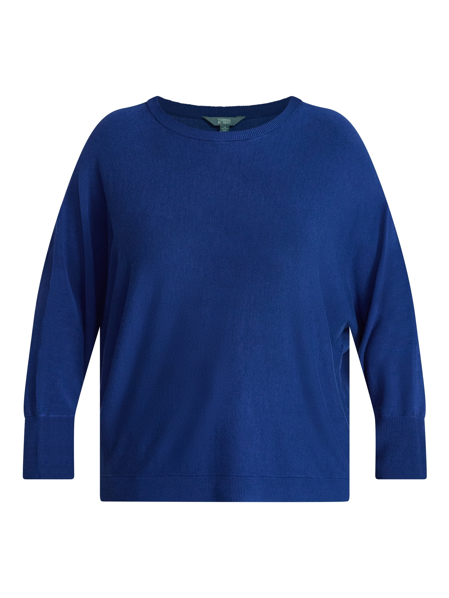 Terra & Sky Women's Plus Size Fine Gauge Dolman Sweater, Sizes 0X-5X