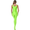 thumbnail image 3 of TiaoBug Womens Oil Sleeveless Bodycon Jumpsuit Sheer Full Body Sport Bodysuit Bodystocking Tight Swimsuit Fluorescent Green XL, 3 of 7