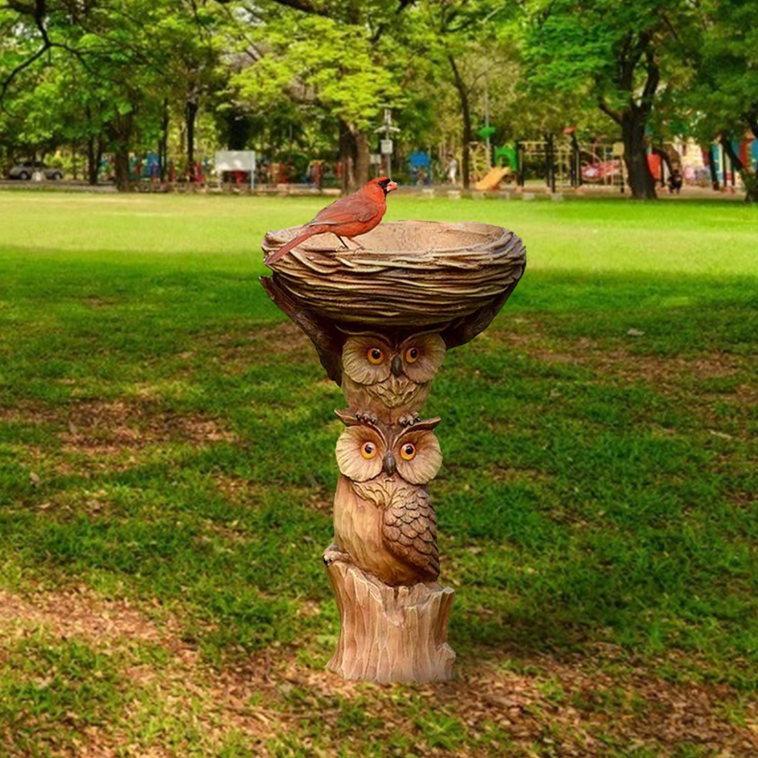 SDJMa Bird Bath Bowl, Polyresin Pedestal Fountain Decoration for Yard, Garden/Planter Base, Feeder, Wonderful Decor, Birdbath Antique Garden Bird Bath for Home Garden Yard