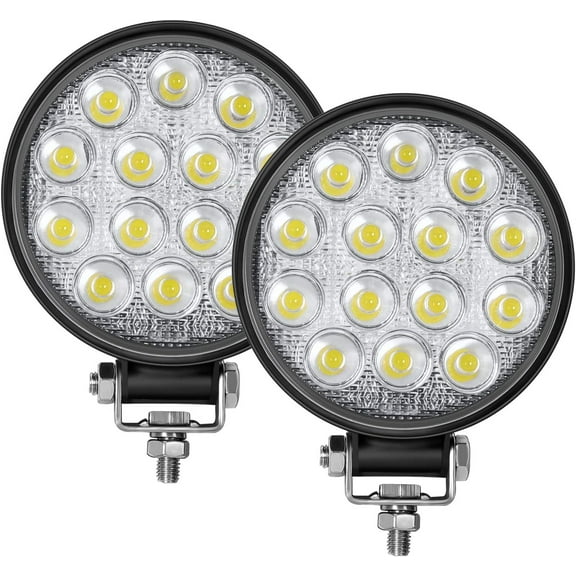 Led Round Light Bar 2PCS 4.5" 140w 14000LM Flood Light Pod Off Road Fog Driving Roof Bar Bumper for SUV Truck, Hunters