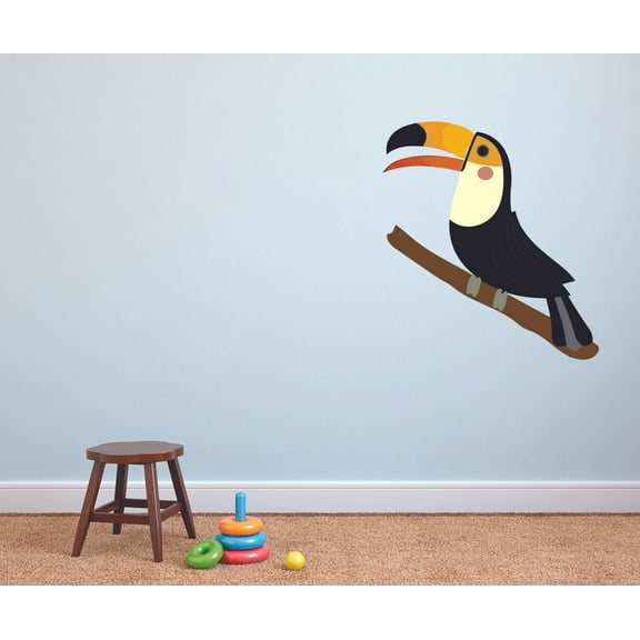 Cute Black Parrot Sweet Wild Zoo Animal Cartoon Character Wall Art Decal Vinyl Sticker Girls Boys Room Bedroom Nursery Kindergarten House Fun Home Decor Wall Art Removable Vinyl Sticker 40x20 inch