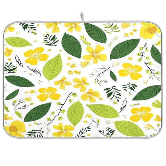 Iauyy Dish Drying Mat for Kitchen Counter, Super Absorbent & Hanging 16x18 / 18x24 Inch (S/M) Small Floral Pattern