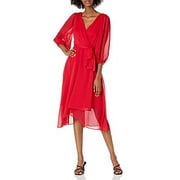 DKNY Womens Faux Wrap Dress, Scarlet, 10