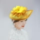 thumbnail image 4 of Sombrero de malla, mujeres niñas Derby cóctel de té tiara sombrero pastillero sombrero pinza de cabellero boda , AMARILLO Macarena sombrero tocado, 4 of 7