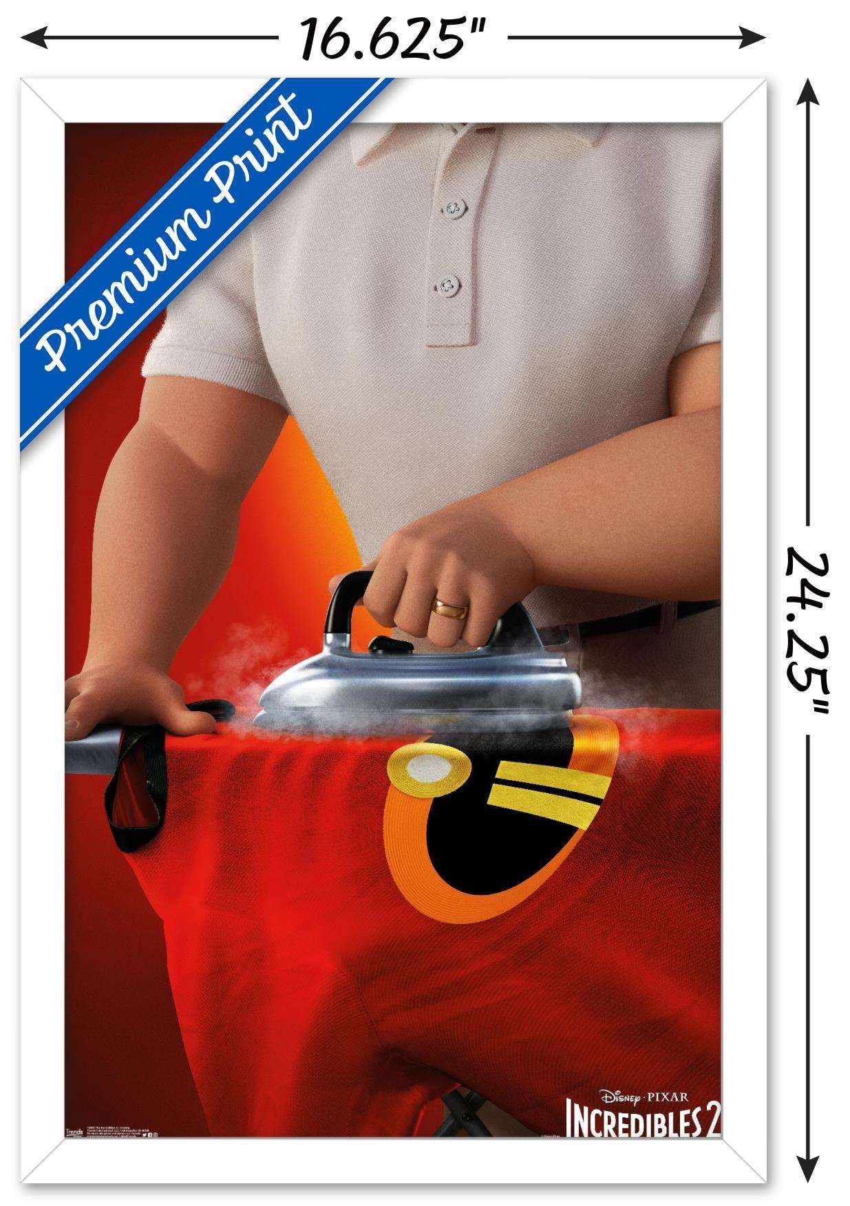 Disney Pixar The Incredibles 2 - Ironing Wall Poster, 14.725" x 22.375", Framed