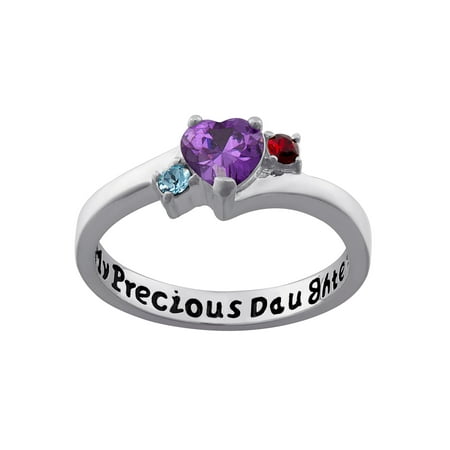 Family Jewelry Personalized Sterling Silver "My Precious Daughter" Birthstone Ring
