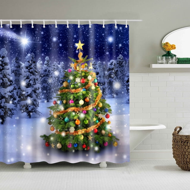 Coxeer Rideau de Douche de Noël Coloré Imperméable Rideau de Salle de Bain Rideau de Bain Tissu