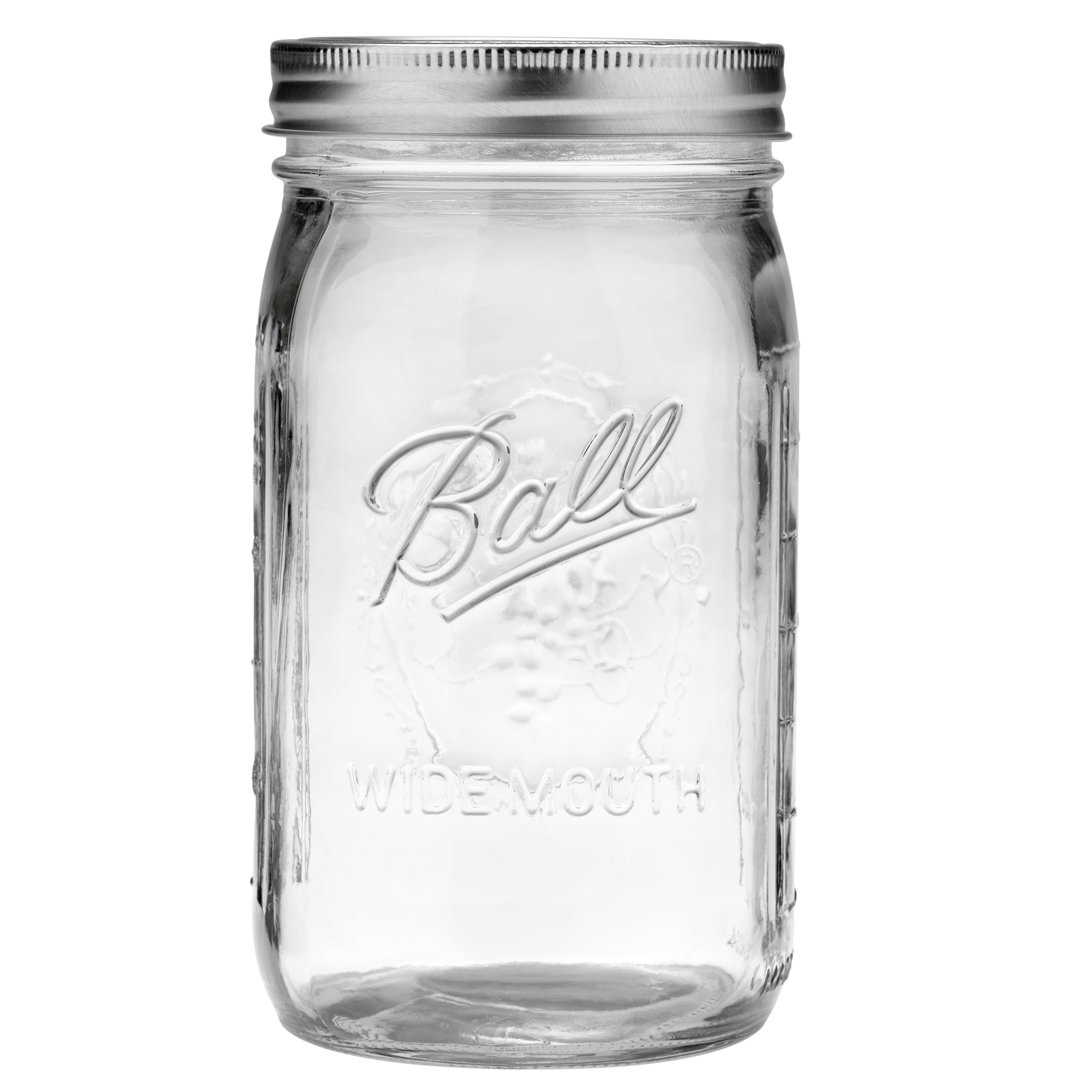 Clear Glass Wide Mouth Set of 4 Pack of 2 Ball Mason Jar-32 oz 