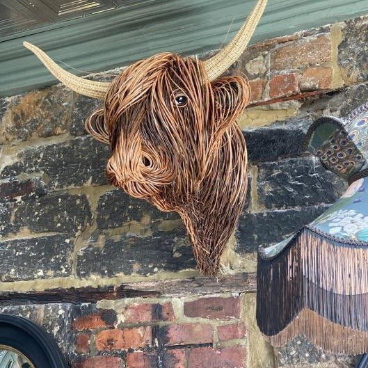Highland Cow Decor, Resin Highland Cow Head Wall Mounted Decorations, Cute Highland Cow Decor, Bull Head Wall Decor Wall Art, Animal Heads Wall Sculptures Decor Gifts