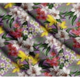 thumbnail image 3 of Soimoi Purple Cotton Voile Fabric Leaves & Lily Floral Printed Craft Fabric by the Yard 42 Inch Wide, 3 of 7