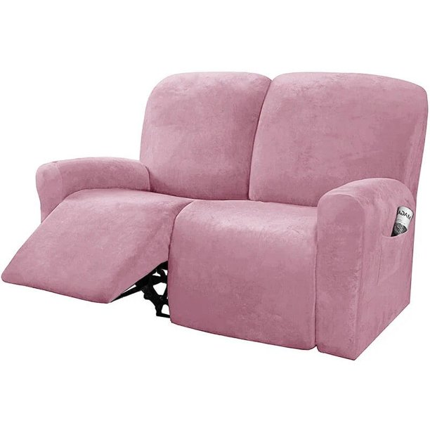 Funda de sofá reclinable de terciopelo, cubierta suave y lavable de Color sólido para sala de estar, brazo elástico, muebles